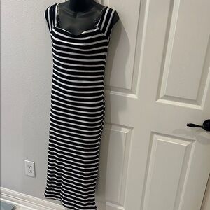 Charlotte Russe Black and White Striped Maxi Dress
